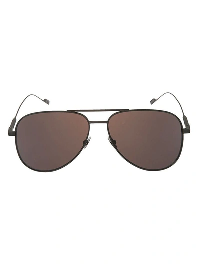 Shop Saint Laurent Aviator Sunglasses In Matte Black Grey