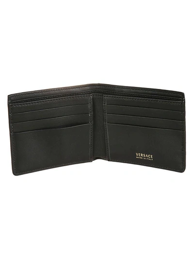 Shop Versace Crocodile Bifold Wallet In Black