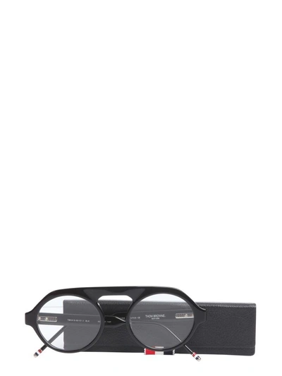 Shop Thom Browne Oversize Aviator Optical Glasses In Nero