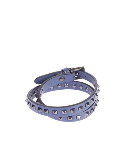 Shop Valentino Garavani Blue Studs Applied Bracelet