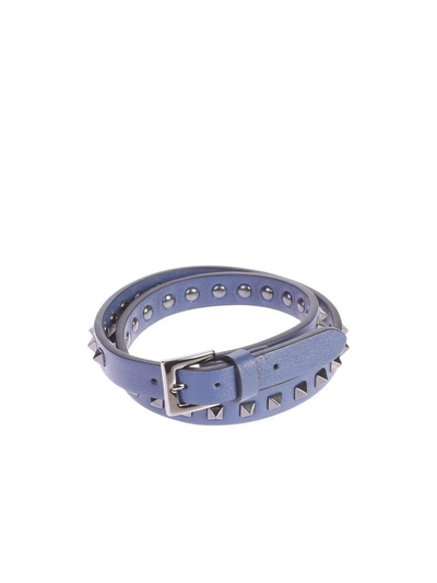 Shop Valentino Garavani Blue Studs Applied Bracelet