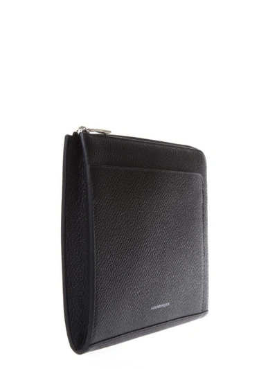 Shop Alexander Mcqueen Full Grained Black Leather Document Holder