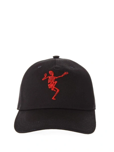 Shop Alexander Mcqueen Dancing Skull Black & Red Hat In Black-red