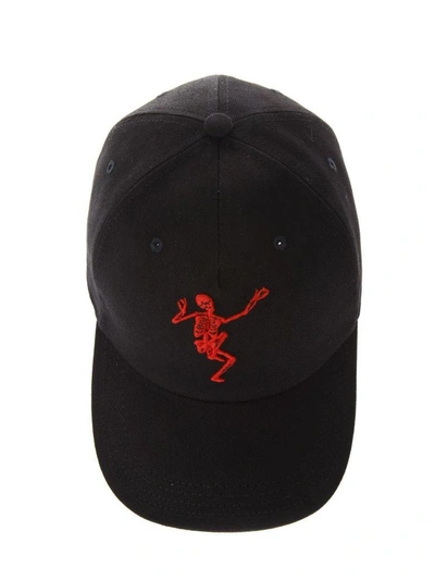 Shop Alexander Mcqueen Dancing Skull Black & Red Hat In Black-red