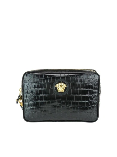 Shop Versace Medusa Pouch In Black/gold