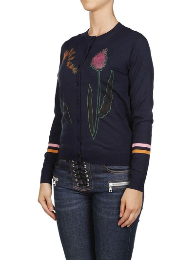 Shop Paul Smith Embroidered Floral Sweater In Blue