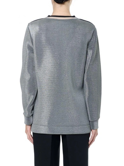 Shop Fendi Karlito Embroidered Laminated Sweatshirt In Silver