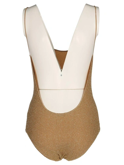 Shop Oseree Swimsuit Lurex Lumiere In Gold