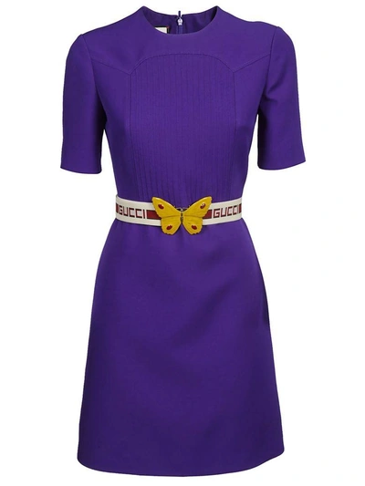 Shop Gucci Pintuck Dress In Violet