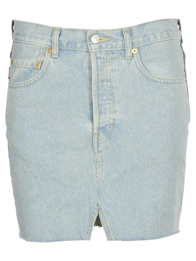 Shop Vetements Denim Mini Skirt In Blue