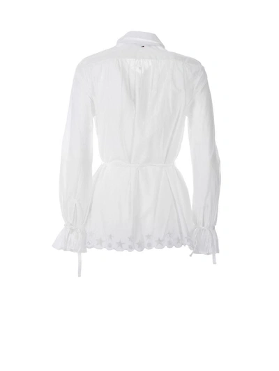 Shop Tommy Hilfiger Scalloped Broderie Blouse In Bianco
