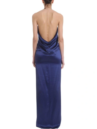 Shop Azzaro Baiser Blue Silk Long Dress