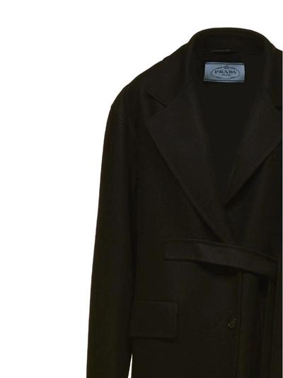 Shop Prada Classic Long Coat In Nero