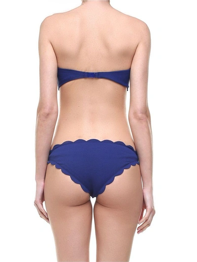 Shop Marysia Antibes Scalloped-edges Bandeau Bikini Top In Blu