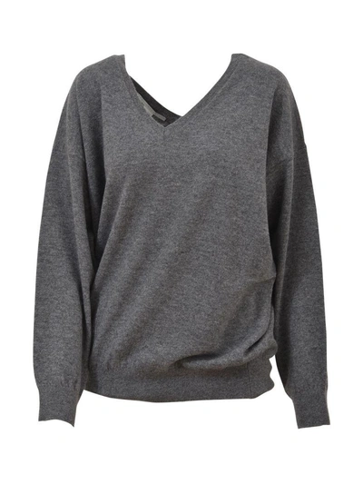 Shop Stella Mccartney V-neck Grey Sweater