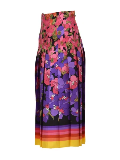 Shop Gucci Flower Silk Skirt In Multicolor