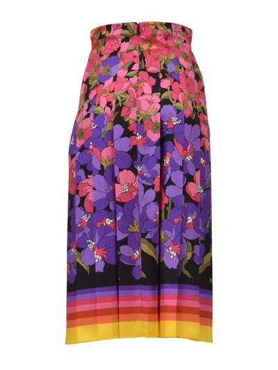 Shop Gucci Flower Silk Skirt In Multicolor