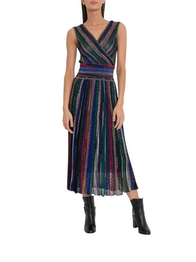Shop Missoni Lurex Midi Dress In Blu/multicolor