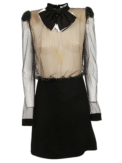 Shop Givenchy Bow Pearl Embellished Dress In Black