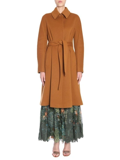 Shop Alberta Ferretti Wool And Cashmere Coat In Marrone