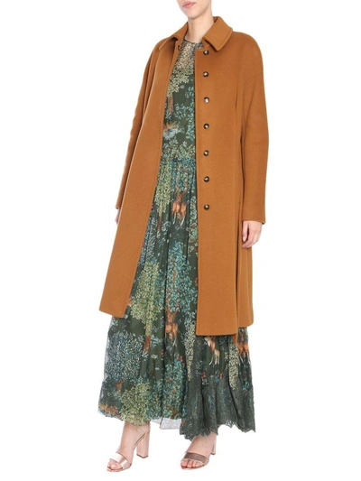Shop Alberta Ferretti Wool And Cashmere Coat In Marrone