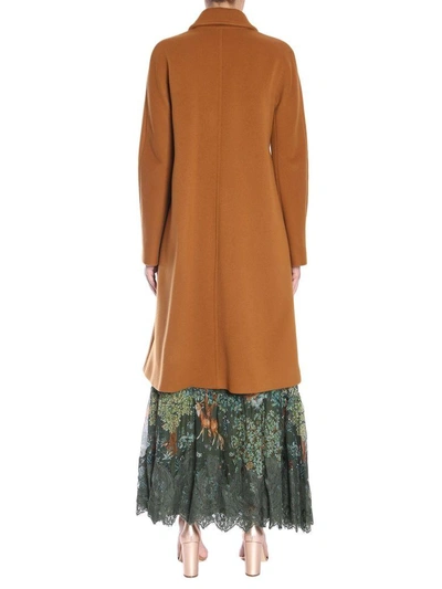 Shop Alberta Ferretti Wool And Cashmere Coat In Marrone