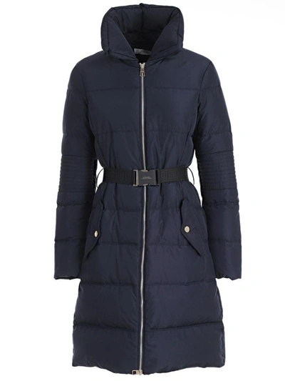 Shop Versace Padded Trench Coat In Gmidnight Blue