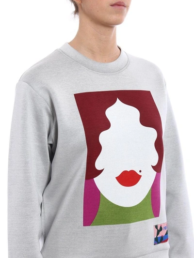 Shop Prada Face Motif Sweatshirt In Rvc Bianco+nero