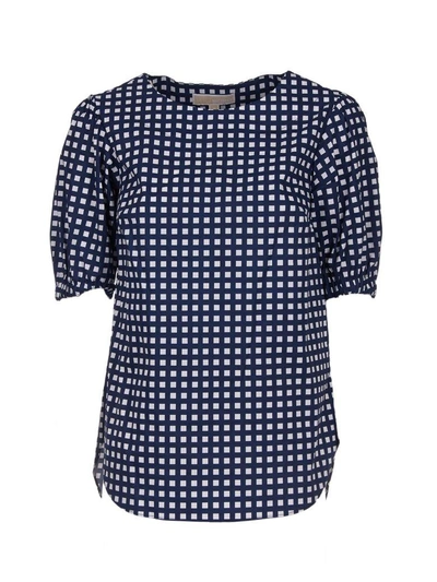 Shop Michael Michael Kors Checked Top In Blue