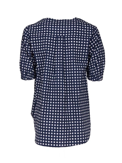 Shop Michael Michael Kors Checked Top In Blue