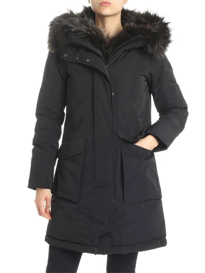 Shop Woolrich Military Parka In Black