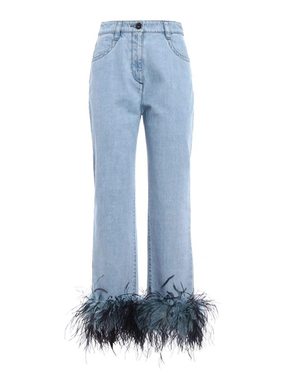 Shop Prada Bleached Jeans In V3n Light Blue