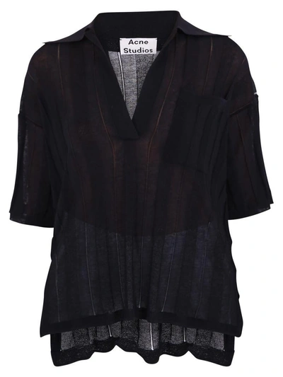Shop Acne Studios Black Knitted Blouse
