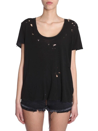 Shop Ben Taverniti Unravel Project Distressed Jersey T-shirt In Nero