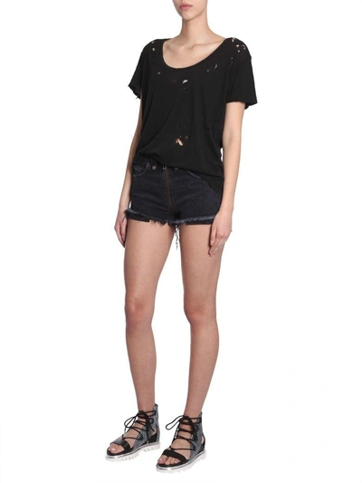 Shop Ben Taverniti Unravel Project Distressed Jersey T-shirt In Nero