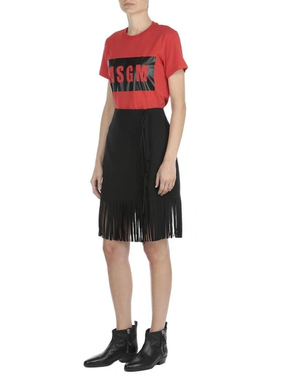 Shop Msgm Plain Color Skirt In Black
