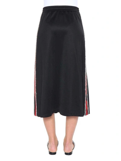 Shop Gucci Black Pleated Midi Skirt In Nero