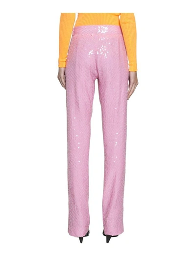 Shop Msgm All-over Sequinned Pants In Rosa