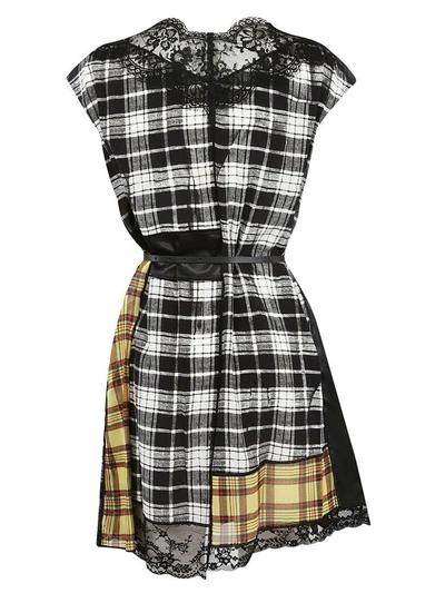 Shop Marc Jacobs Contrast Panel Check Dress In Bianco