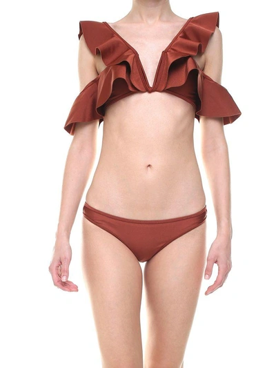 Shop Zimmermann Tali Flutter Bikini In Bronzo