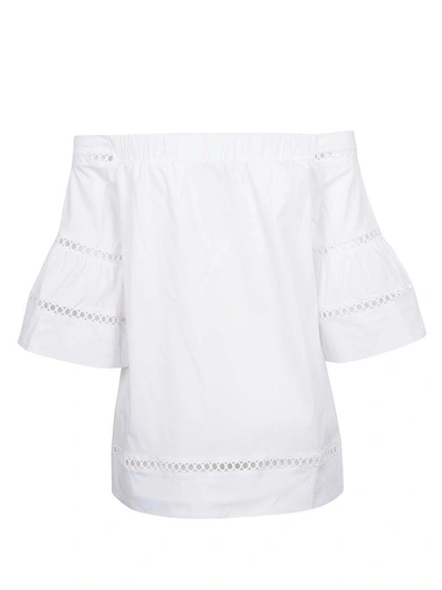 Shop Michael Kors Eyelet-embellished Off The Shoulder Top In White