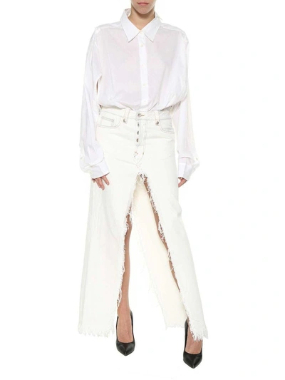 Shop Ben Taverniti Unravel Project Denim Long Skirt In Bianco