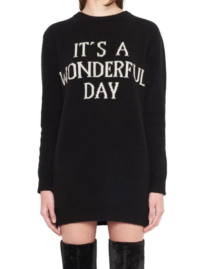 Shop Alberta Ferretti 'it's A Wonderful Day' Dress In Black