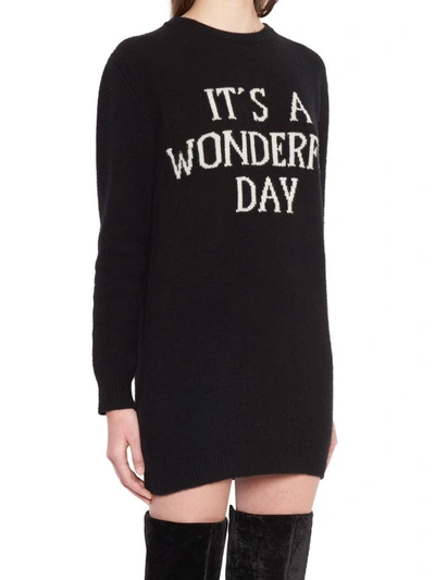 Shop Alberta Ferretti 'it's A Wonderful Day' Dress In Black