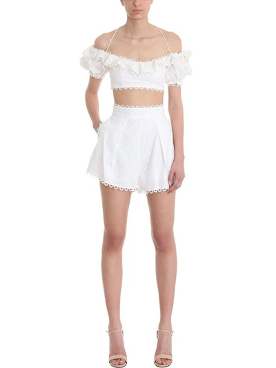 Shop Zimmermann Melody High-waisted Shorts In White