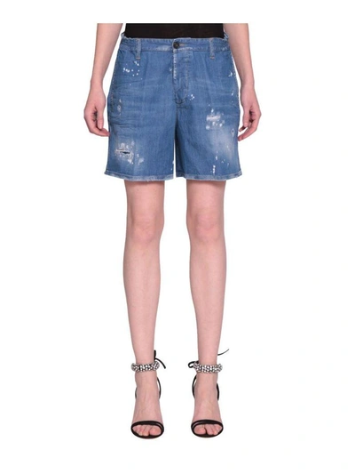 Shop Dsquared2 Cotton Denim Shorts In Blu