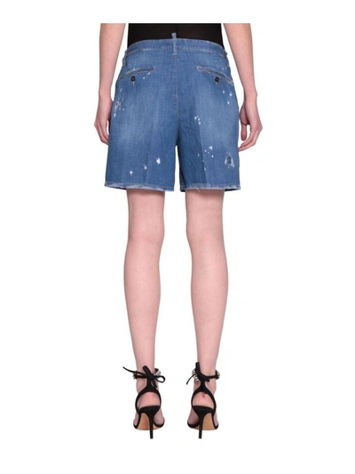 Shop Dsquared2 Cotton Denim Shorts In Blu