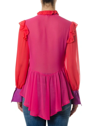 Shop Leitmotiv Multicolored Ruffled Shirt In Red/violet
