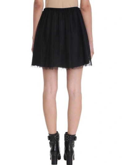 Shop Red Valentino Pleated Point D'esprit Tulle Mini Skirt In Black