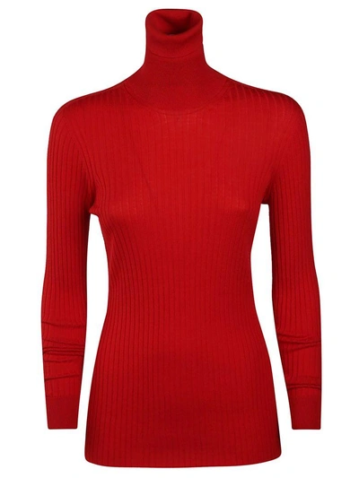 Shop Versace Ribbed Sweater In Red